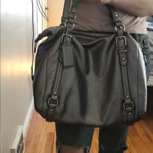 Coach Silver Metallic Satchel